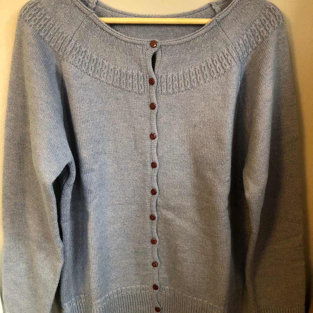 NWT,  Light Blue Cardigan by Aljok, Size Large